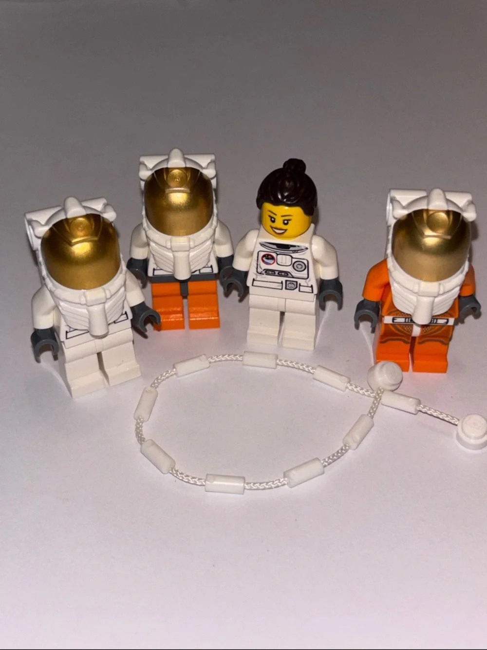 LEGO Astronaut Minifigure Lot with Gold Helmets - White & Orange
